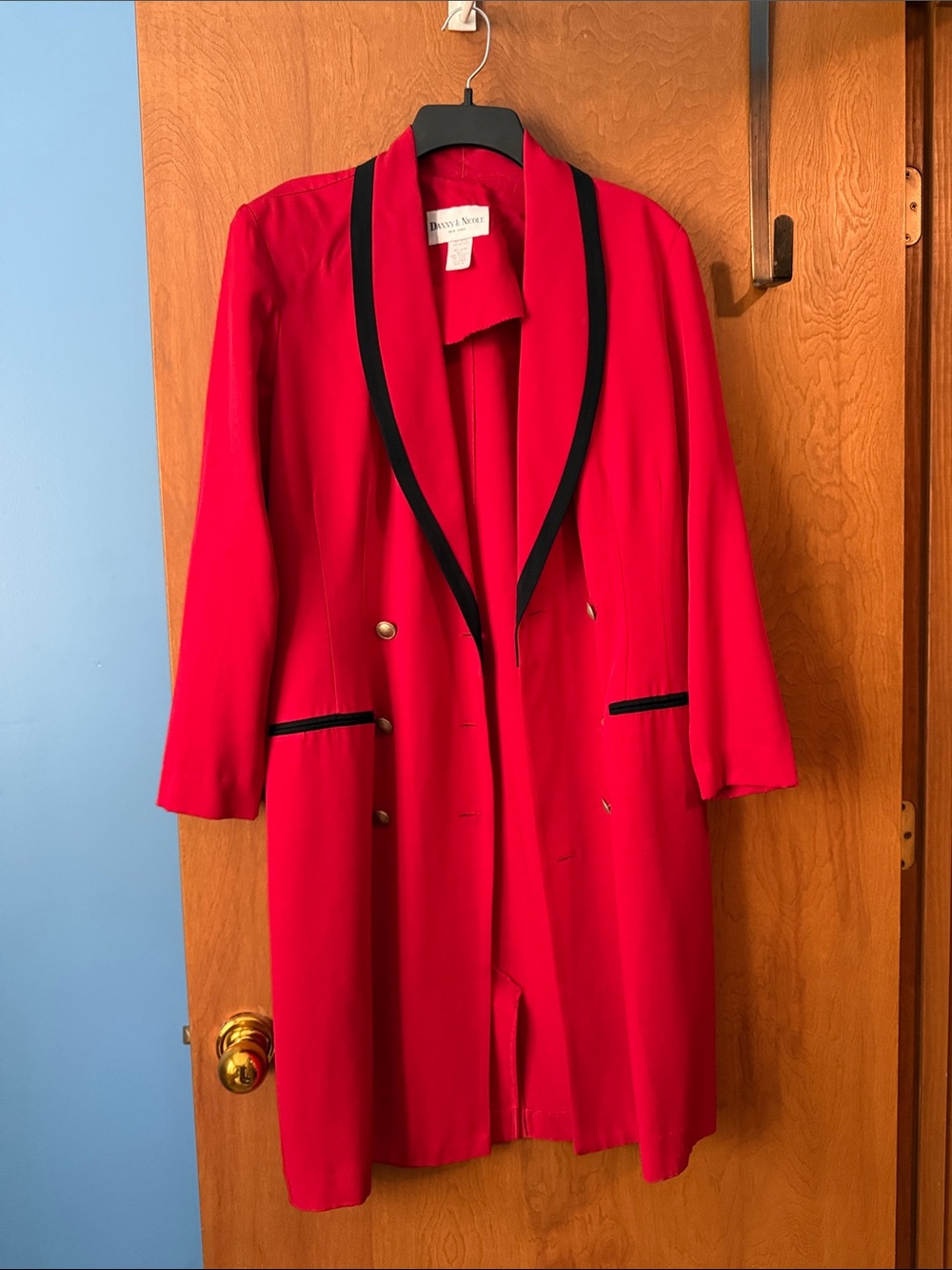 Danny & Nicole Vibrant Red Longline Blazer with Black Trim